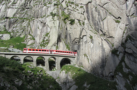 By Train Through the Swiss Mountains