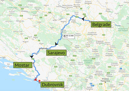 Belgrade, Sarajevo, Mostar, Dubrovnik